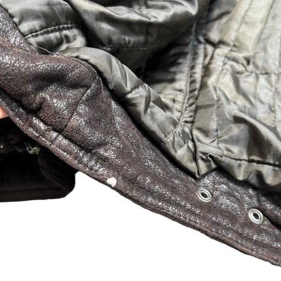 CALVIN Klein Mens Distressed Style Faux Suede Brown Moto Jacket Size Medium - Picture 10 of 14